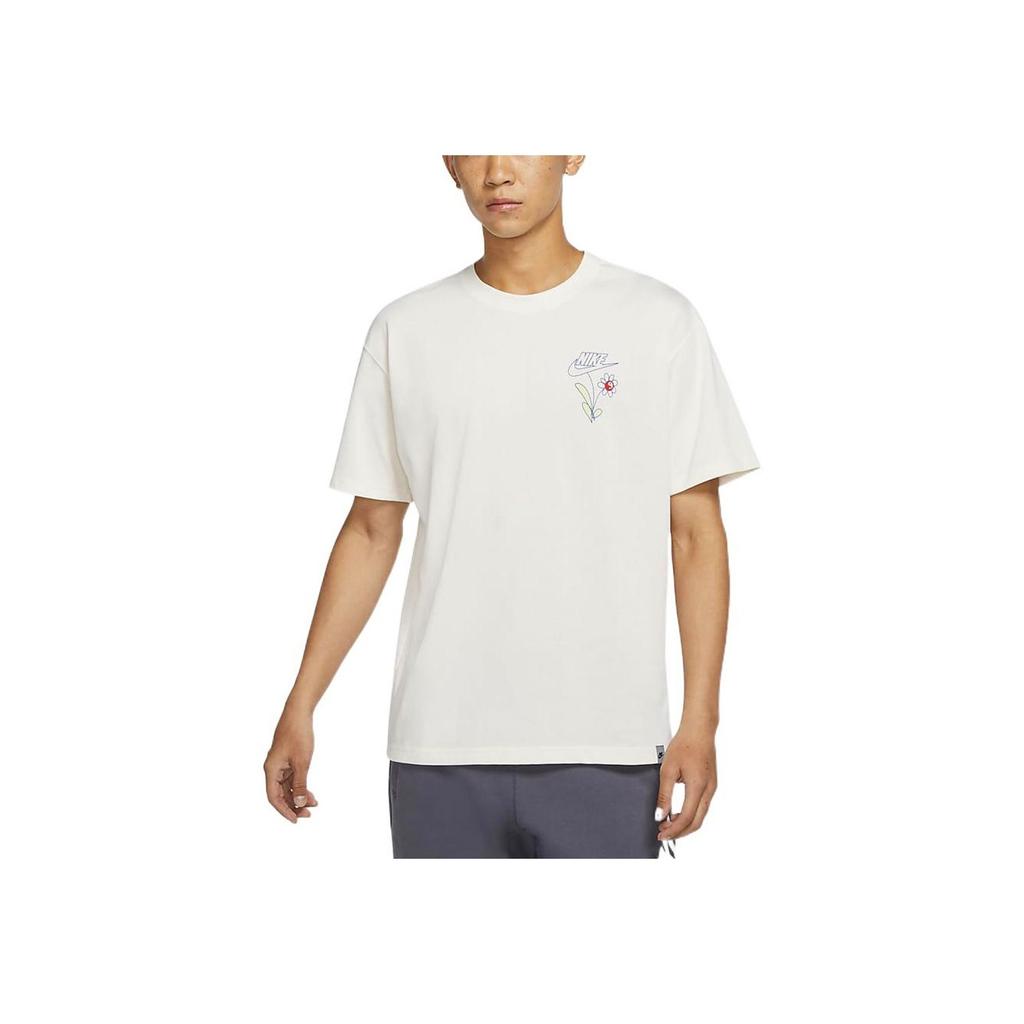 Nike Sportswear Floral Logo Print Knit Casual Crew Neck Short Sleeve T-Shirt Men Tops White DM2189-902