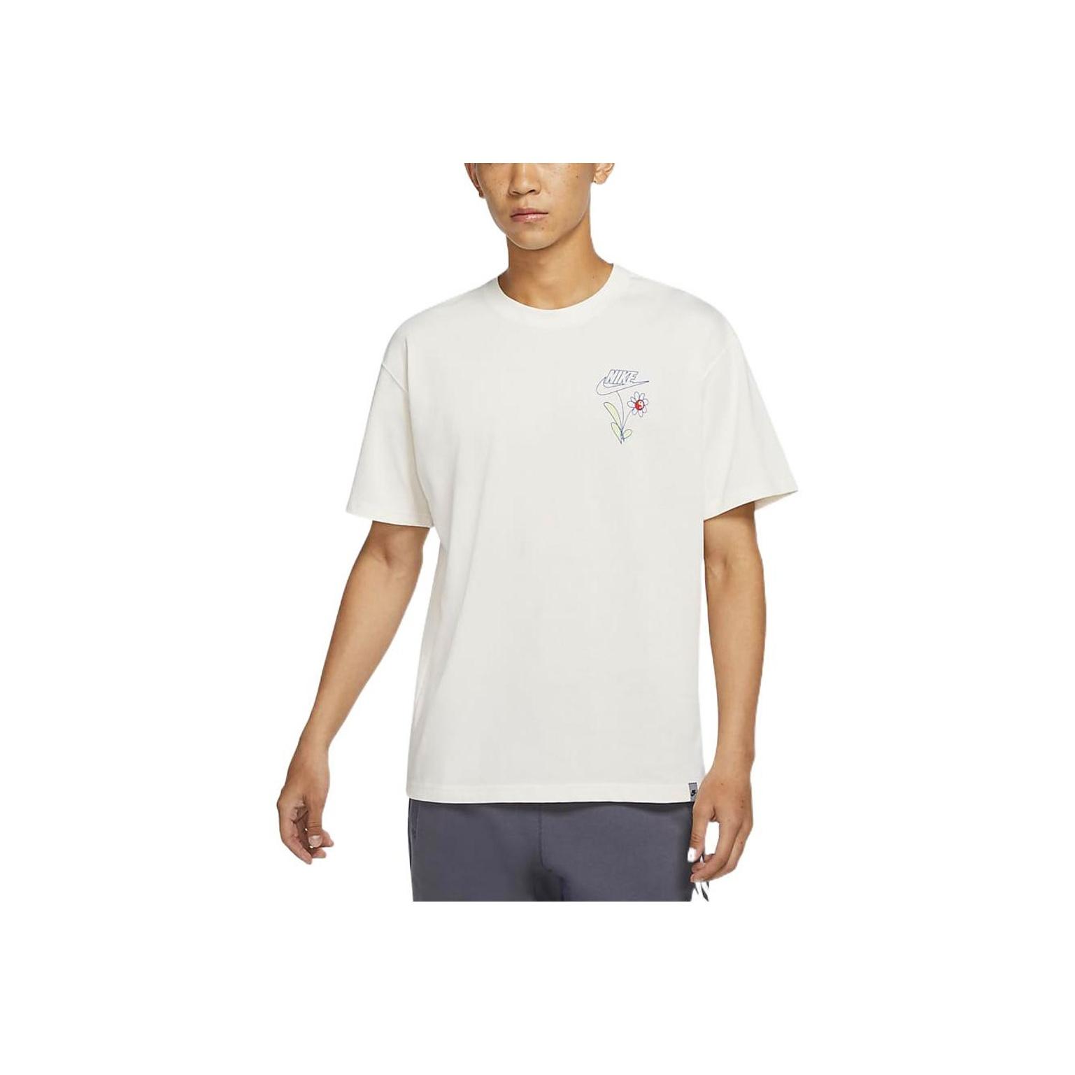 

Nike Sportswear Цветочный принт с логотипом Трикотажная повседневная футболка с круглым вырезом и короткими рукавами Мужские топы Белые DM2189-902 XL