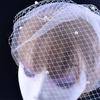 Birdcage Veil Wedding Hair Accessory With Beadwork Peal and Hair Comb Tulle Face Cover Veil For Bride PhotoShoots