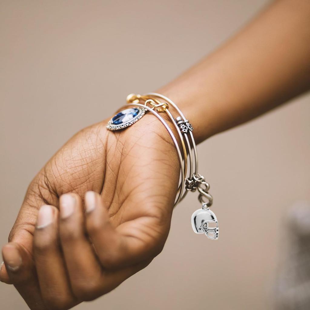 Lurrose 50Pcs Helmet Charms Sports Pendant Charms Basketball Baseball Football Helmet Beads for Jewelry Making Necklace Bracelet Earrings DIY Crafts