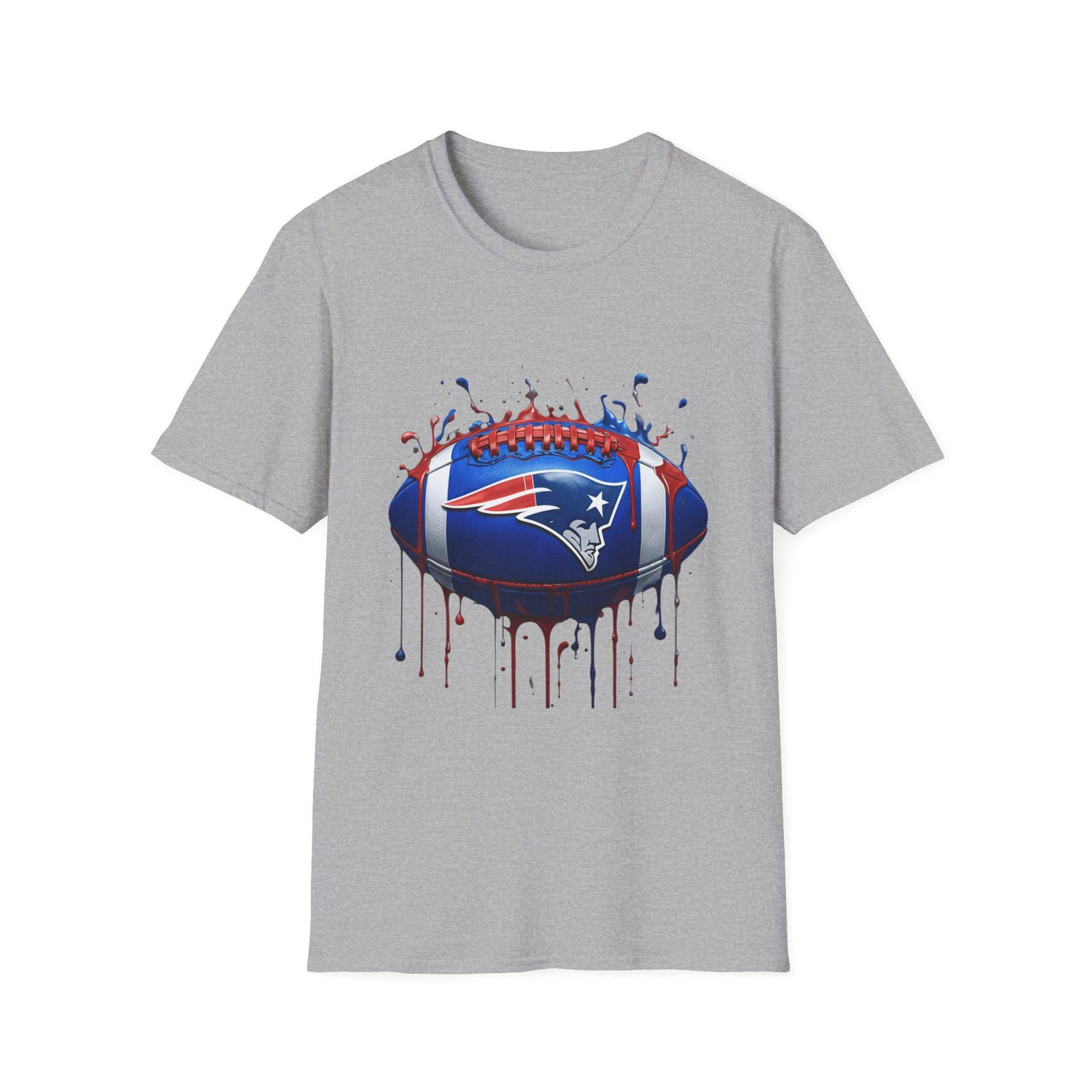 New England Football Paint Drip T-Shirt | Football Fan Apparel M