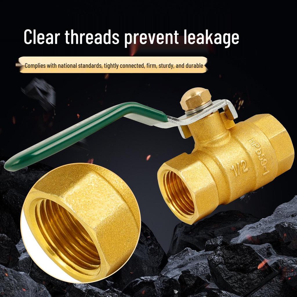 Brass Double Female Thread Ball Valve with Long Handle, Thickened for Water Heating, Available In Sizes: DN25, DN32, DN40, DN50.