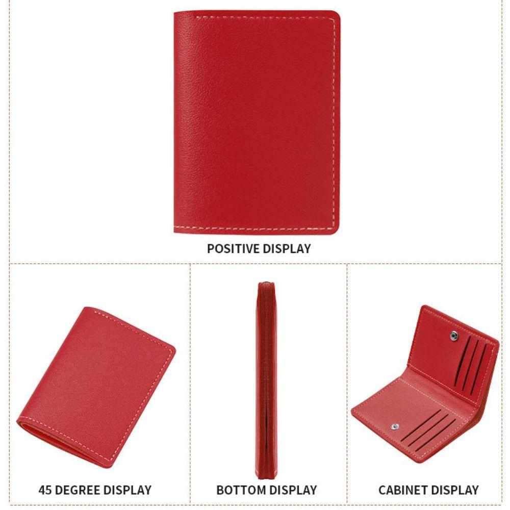New PU Leather Short Wallet Foldable Solid Color Fold Purse Multifunctional Coin Purse Women Men