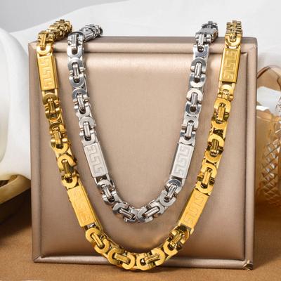 Collar de Acero Inoxidable Estilo Hip-hop Cadena de Eslabones Rectangulares de 7 mm de Grosor Collar de Joyería de Moda Traje Para Hombres Mujeres Uso Diario