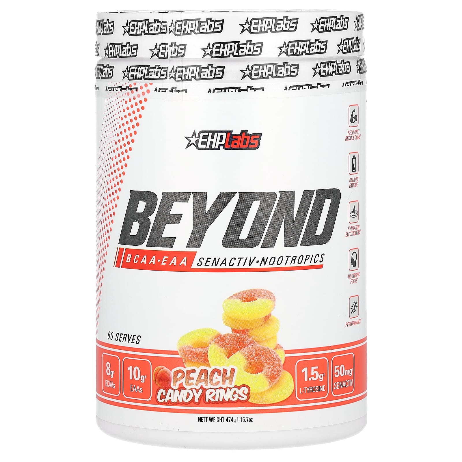 

Beyond, Bcaa + Eaa, Peach Candy Ring, 474G(16.7Oz)