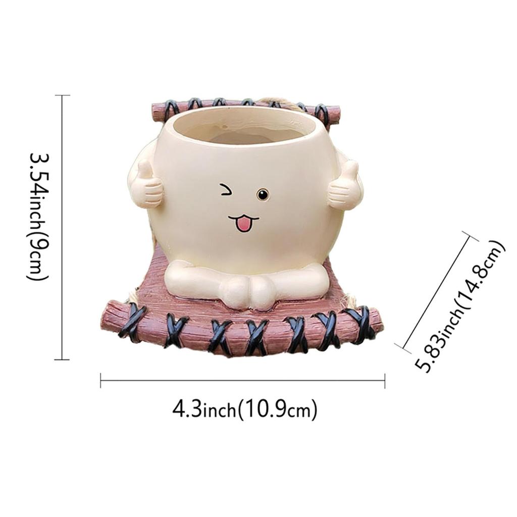 Hanging Resin Flower Head Planter Container Small Hanging Plant Pot for Balcony Living Room Garden Indoor & Outdoor Farmhouse