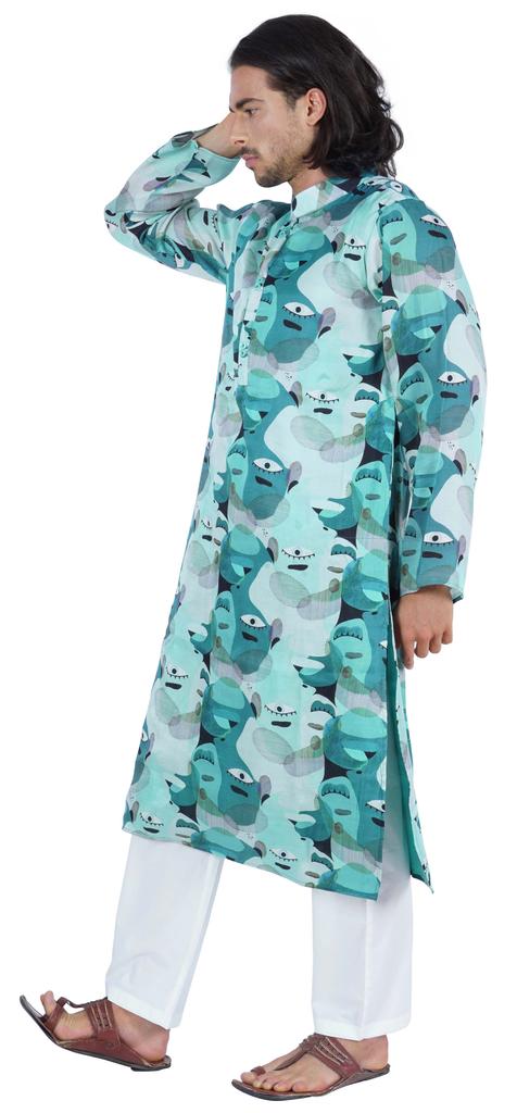 Atasi Traditional Party Wear Long Sleeve Kurta  Mandarin Collar Neck Casual