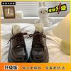 Thick-soled Small Leather Shoes Women's Spring, Autumn and Summer New Thick Heel Retro Lace-up Single Shoes Are Sweet and Cool
