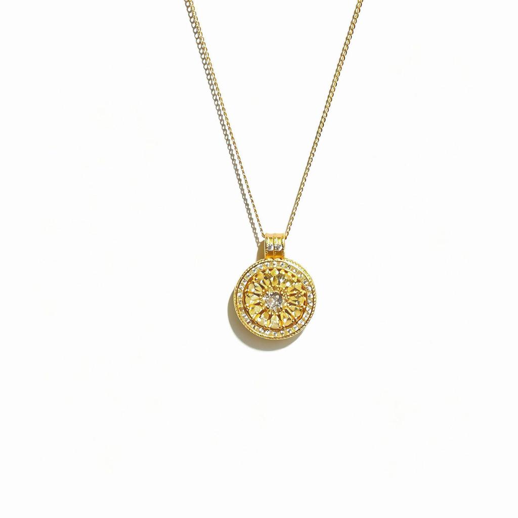 S925 Sterling Silver Lattice Compass Necklace with Cubic Zirconia and Rose Pendant In New Chinese Style