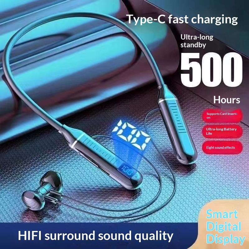 Kabellose Bluetooth-Nackenbügel-Kopfhörer Mit Digitalanzeige Funktion Große Kapazität Semi-In-Ear Sport Stereo-Kopfhörer