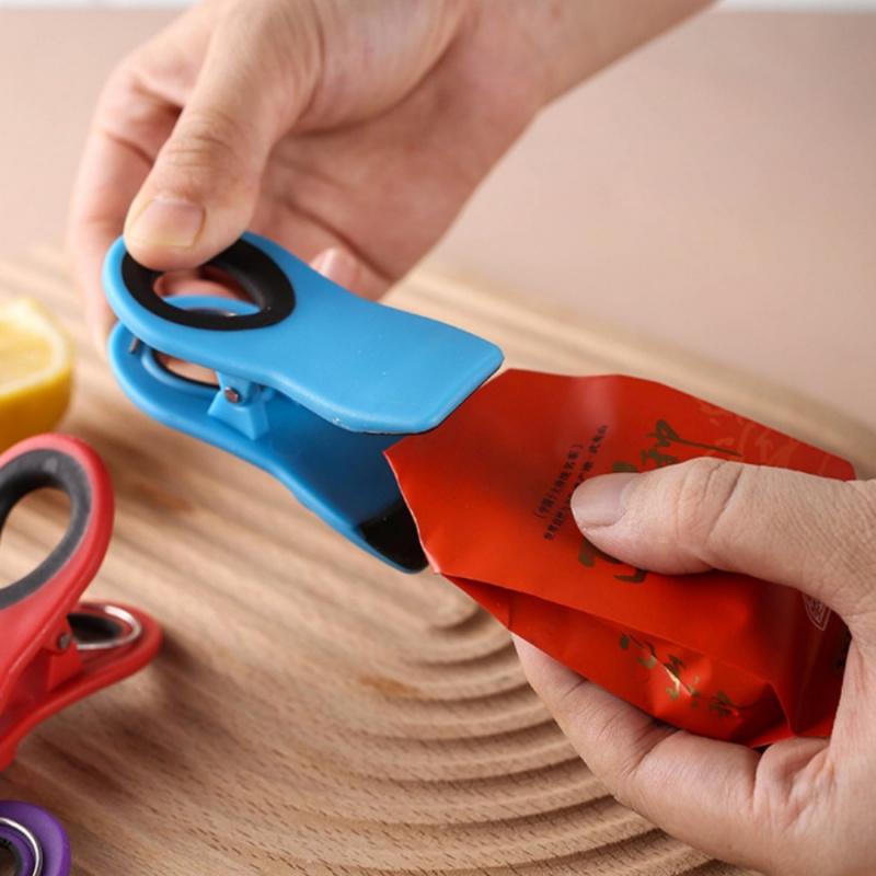 5pcsColor Refrigerator Magnetic Clip Multifunctional Household Snack Moisture-Proof Sealing Clip Plastic Bag Sealing Clip Sticky