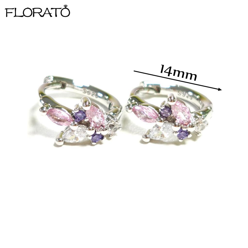 925 Silver Needle Elegant Purple Earrings Exquisite Small Hoop Earrings for Women Fashion Puncture Jewelry Accessories