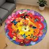 1pc Flower Bouquet Butterfly Pattern Office Round Rugs, Under Chair Round Rugs for Living Room, Bedroom, Bathroom Decoration Carpet 091806