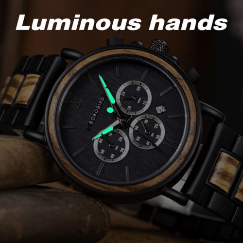 BOBO BIRD 2021 New Men's Wooden Analog Quartz Watch with Gift Box (Black)