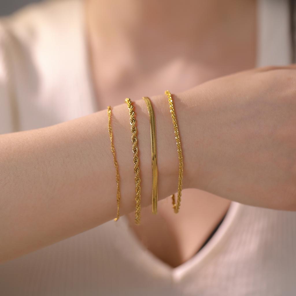 Stainless Steel Gold Color Bracelet Twist Figaro Cuban Chain Bracelets Women Trendy Minimalist Jewelry Gifts