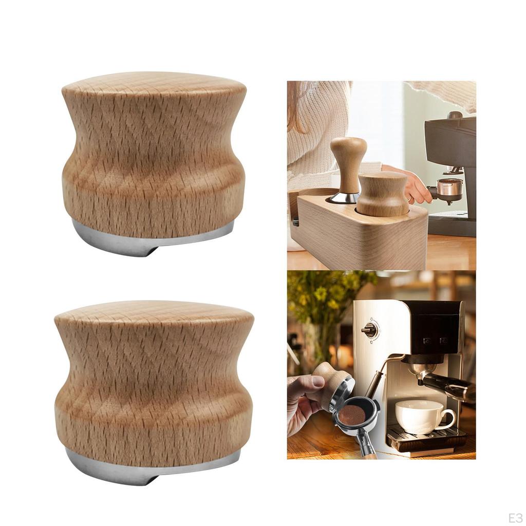 Dispenser Hand Tamper Wooden Handle, 304 Stainless Steel Professional Coffee Espresso