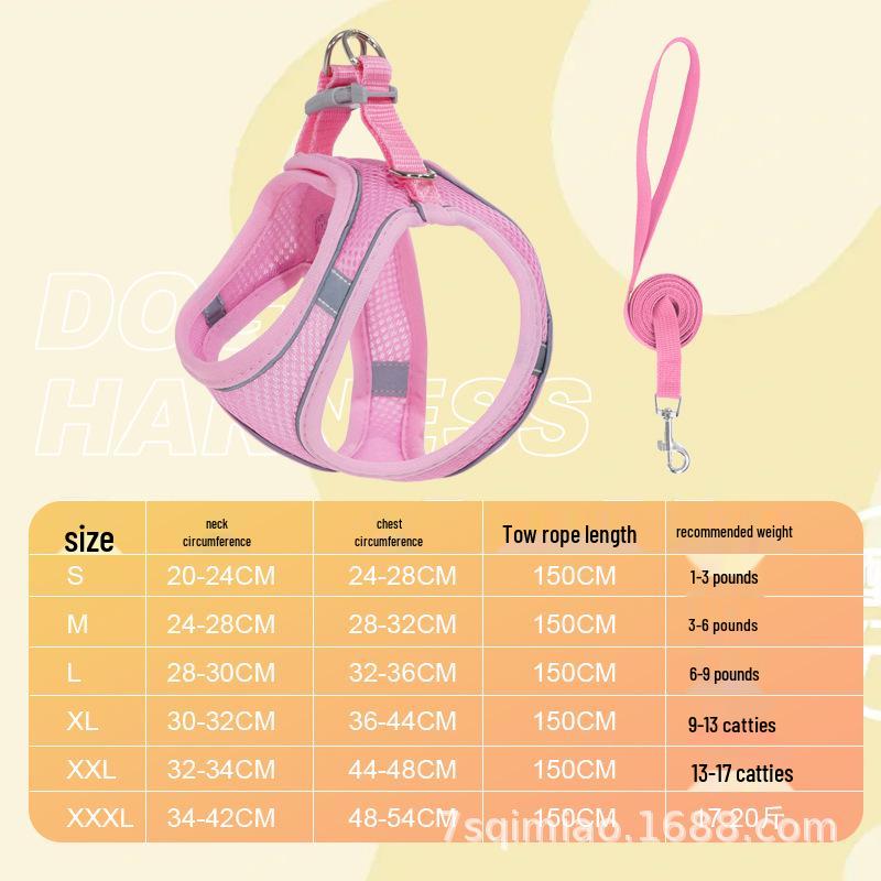 Reflective Vest-Style Pet Harness with Leash - Breathable for Cats & Dogs