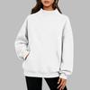 Women's Casual -Lined Sweatshirt with Pockets - Color High Neck Pullover for Everyday Wear