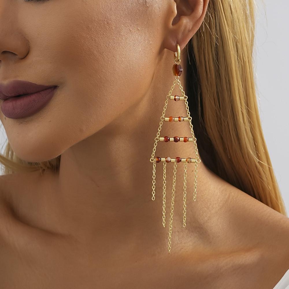 Triangle Fashionable Gold Crystal Earrings For Women Elegant Street Style