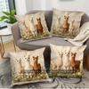 Cute Alpaca Floral Farmhouse Throw Pillow Covers Pattern Cushion Cover Suitable for Sofa Bedroom Car Pillow Cover