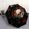 Day of the Dead Skull & Flowers Circular Art PrintUmbrella, Portable 3-Fold Umbrella for Men & Women,Christmas Gift ES349