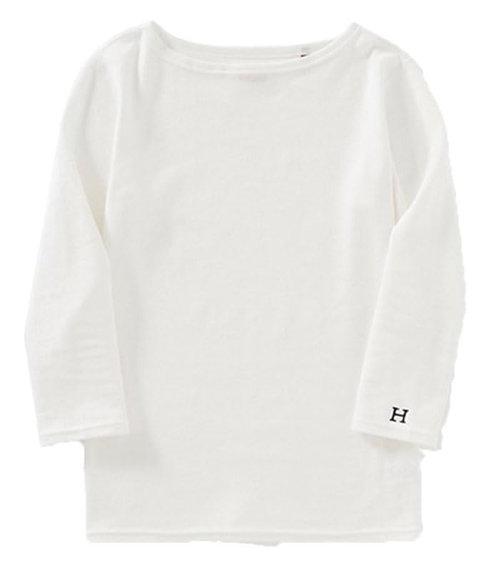 

RANCH Эластичный рубчик Лодочка Полурукав [HOLLYWOOD MARKET] Футболка, Женская (JP, Алфавит, M, Белый) белый