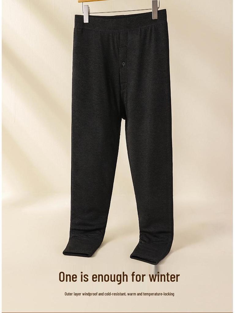 Men's and Women's Fleece-Lined Wool Pants with Double Knee Protection