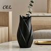 Kreativer Pflanzen-Display-Halter Blattförmige Kunstvase, 3D-gedruckte matte verdrehte florale moderne Skulptur Dekorative Vase für Blumen Blume Wohnzimmer
