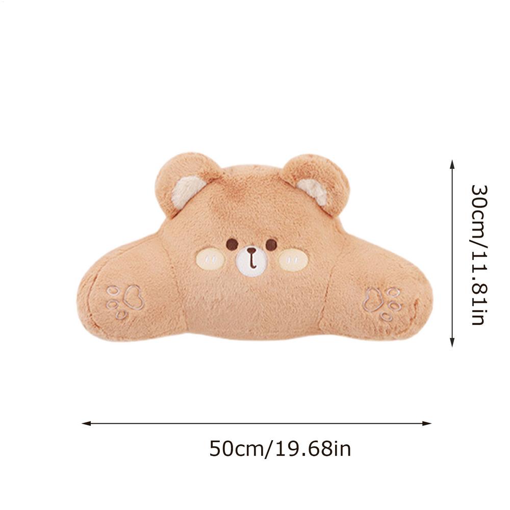 Bear Car Headrest Pillow Plush Cute Lumbar Support Pillow Plush Bear Shape Waist Cushion Cute Headrest Pillows For Car Front