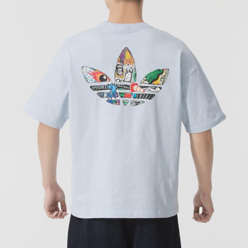 Adidas Originals City Skate Ss25 Fashion Round Neck Pullover Breathable Short Sleeve T-Shirt Men Tops Light-Blue JN1675