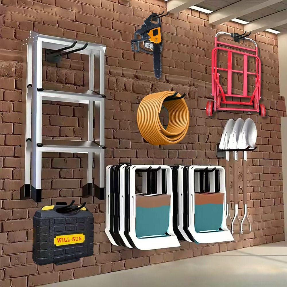 Wall Hook Gardening Tool Storage Rack Wall-mounted Sturdy Garage Storage Hook Multifunctional Large Capacity Yard Tool Rack