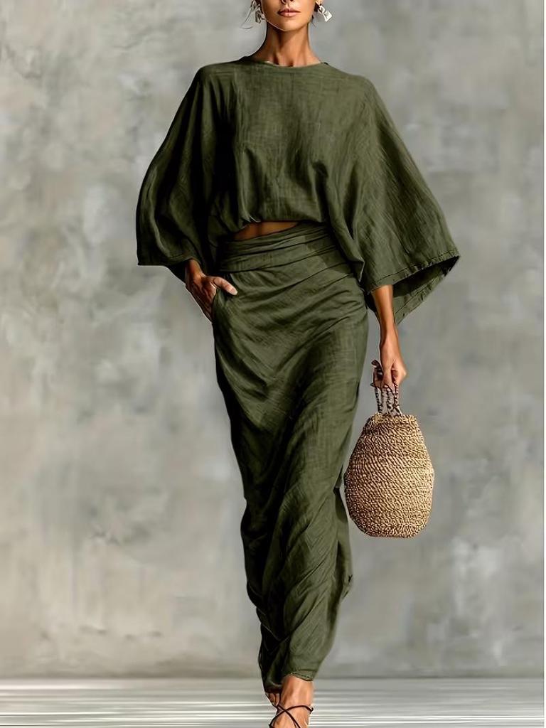 Women's Cross-border Fashion: Elegant Batwing Sleeve Top 2026