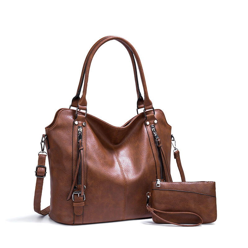 New Women's Bag Fashion Retro Korean Temperament Solid Color Soft Skin High Capacity Trend Versatile Lady Shoulder Bag