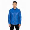 Real Lambskin Handmade Stylish Casual Motorcycle Royal Blue Leather Men's Shirt