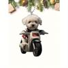 1 stk Søt Hvit Hund Sykler Mønster Akryl Bilpynt, Kan Brukes som Bilpynt eller Juletrepynt