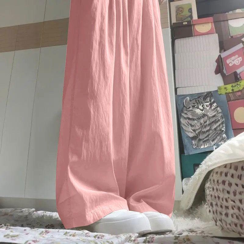 

Ice Silk Wide-Leg Pants for Women: High-Waisted, Loose, Slimming, Casual Summer Wear - Available in Single or Two-Piece Set 3XL (145-160 jin)