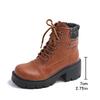 40-43 Large Size Shoes Platform Thick Heel Short Boots Autumn and Winter New Women's Boots Retro Lace-up Belt Buckle Boots Foreign Trade Shoes