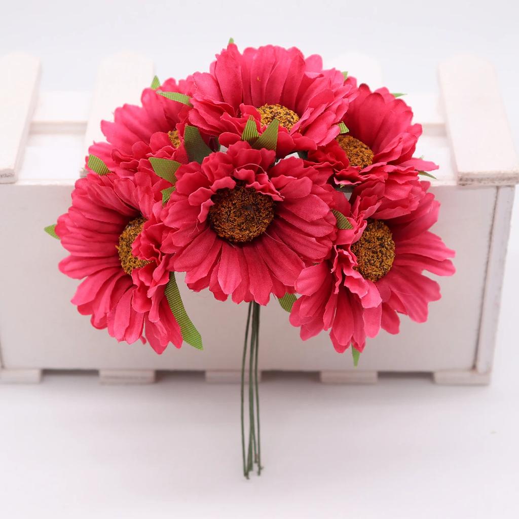 36pcs Handmade Gerbera Fashion Home Garden Bride Diy Wreath Material Wedding Banquet Decoration Artificial Flower Scissors Crown
