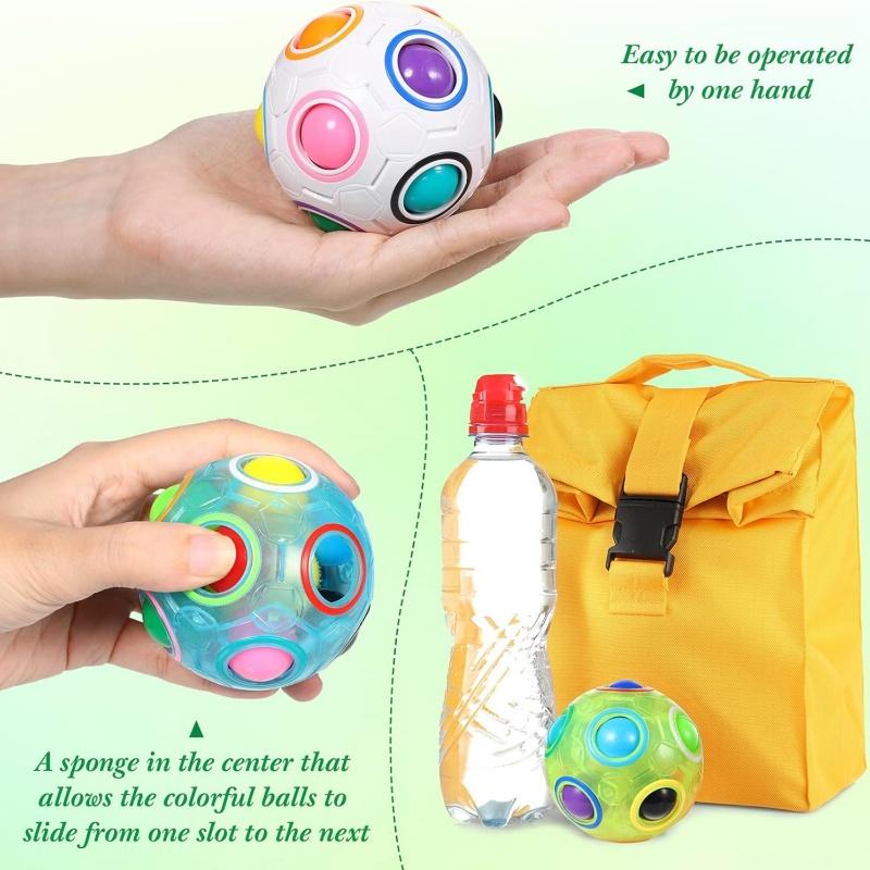 Magic Rainbow Puzzle Ball, Fidget Ball Puzzle Brain Teaser Fidget Toy Birthday Christmas Stocking Stuffers for Kids & Adults