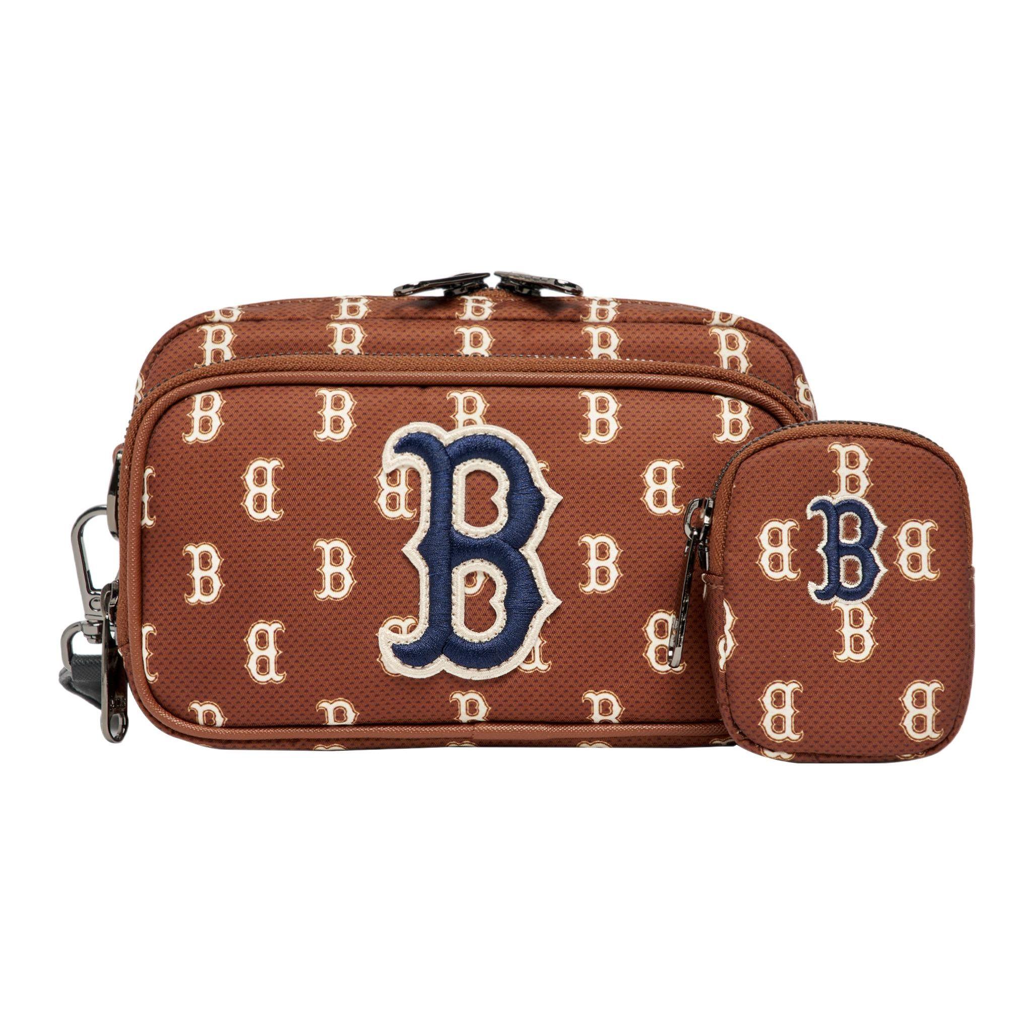 

MLB Monogram Series Vintage Floral Printed Letter Big Logo Boston Red Sox Polyester Shoulder Crossbody Mini Bag Unisex Bags Brown 3ACRS012N-43BRD Red Brown