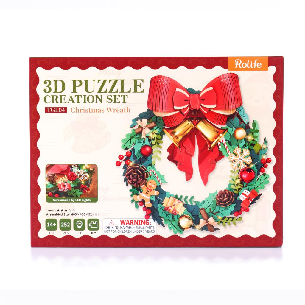 ROBOTIME Rolife Weihnachtskranz 3D Holzpuzzle TGL04