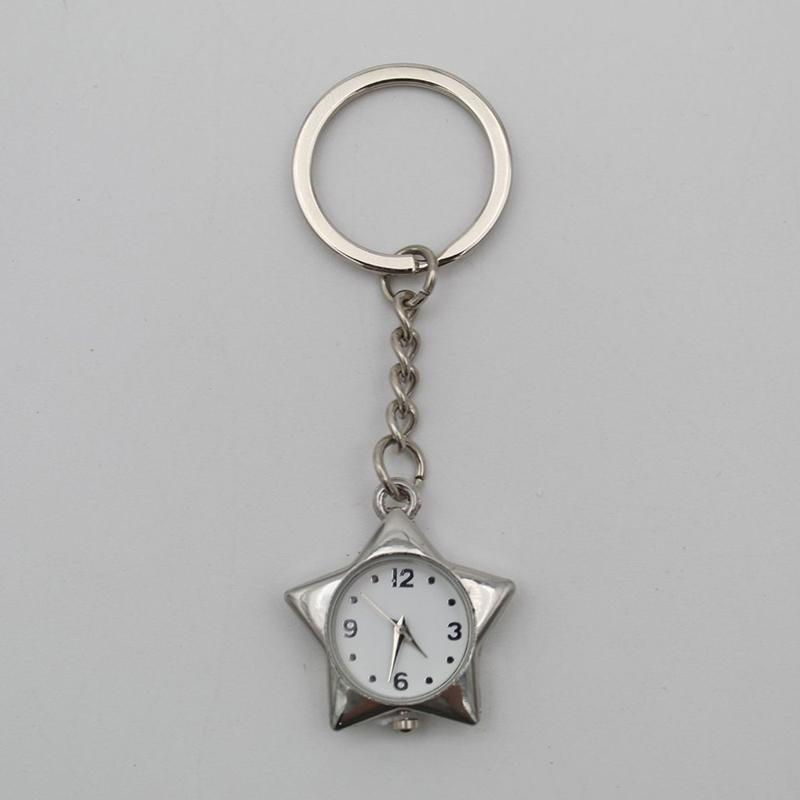 Star Pocket Watch Clock Keychain Zinc Alloy Trinkets Bag Charms Original Design Creative Pendant