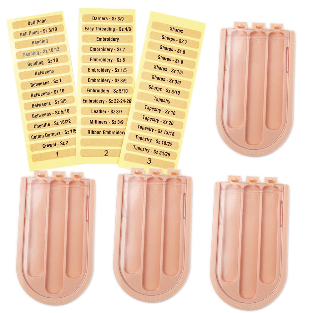 

4pcs/Set Sewing Needle Storage Box Tube With Sticker Multi-Grid Needles Holder Organizer Hand DIY Sewing Needles Case Container розовый