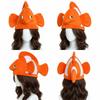 Fischförmiger Fischkostümhut Orange und Weiß Neuheitshut Mode Clownfischhut Bühnenauftritte