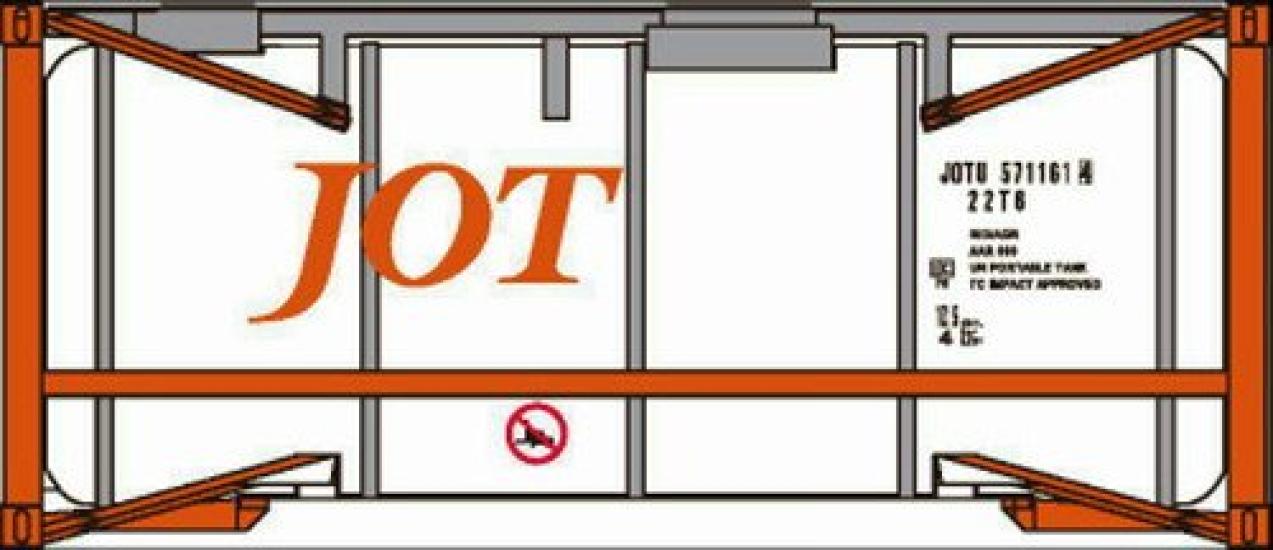 

N gauge 8522 20-футовый танк-контейнер балочного типа JOT оранжевый