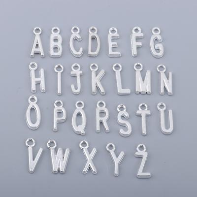 52Pcs Alloy Letters Silver Charms Accessories for DIY Bracelets Earring