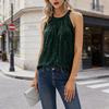 Women Vest Halter Neck Off Shoulder Sleeveless Tops Loose Fit Pure Color Sequin Decoration Party Tops Casual Daily Wear