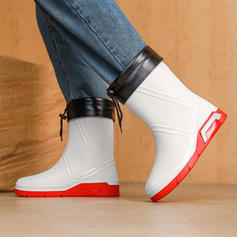 

Съемные бархатные дождевые ботинки мужские водонепроницаемые ботинки для дождливой погоды путешествий улицы рыбалки нескользящие кухонные резиновые ботинки 44