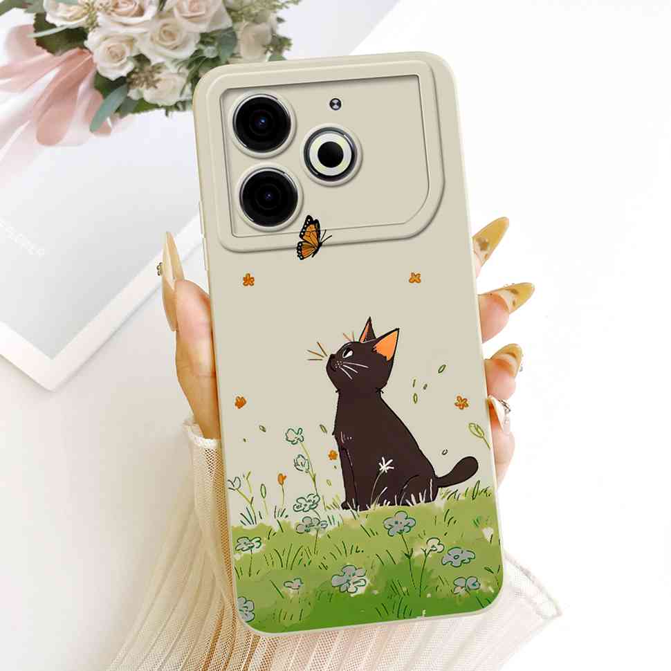 For Tecno Pova 6 Neo Case Pink Cherry Cartoon Silicone Phone Casing Tecno Pova6 Neo 6Neo LI6 Case Protection Back Cover