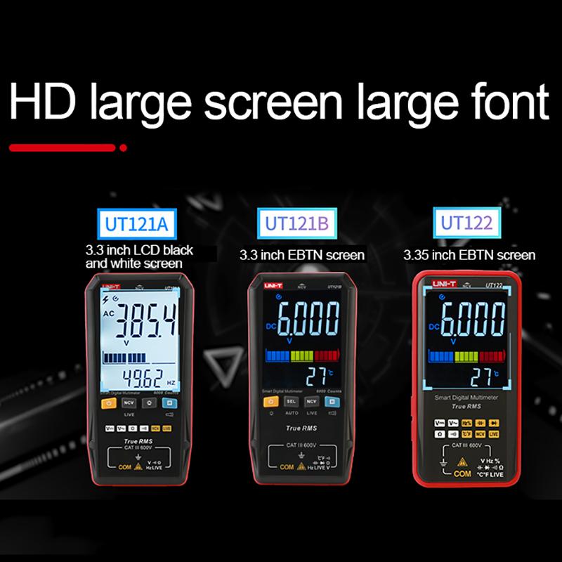 

Цифровий смарт-мультиметр UNI-T UT121A UT121B UT122 600 В змінного струму постійного струму Вольтметр True RMS Мультиметр NCV Тестер опору конденсатора